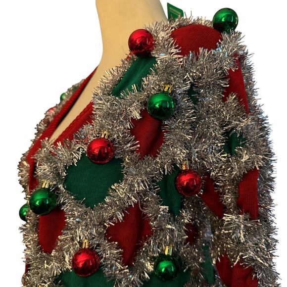 Tipsy Elves Women's Tacky Tinsel Ugly Christmas Sweater Cardigan, Size XL, NWT - Picture 4 of 7